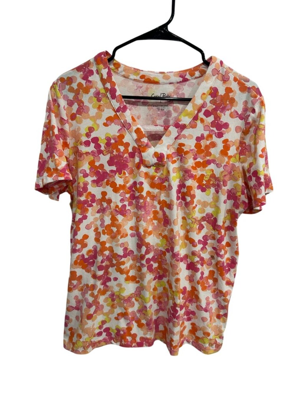 Coral Bay Large V-Neck Floral Short Sleeve Top Floralcore Gardencore Naturecore